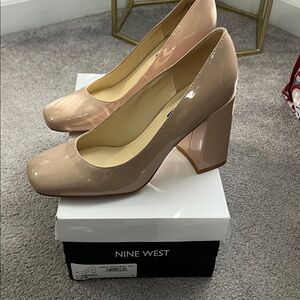 Nine West Nude Patent Block Heels